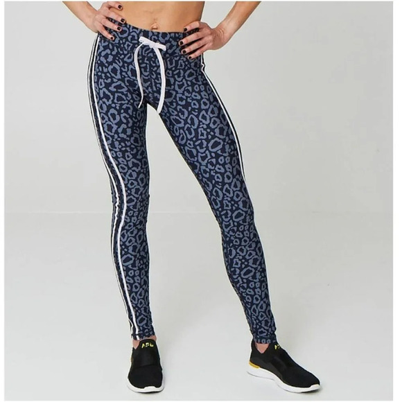 The Upside Soulcycle Purple Leopard Drawstring Mid Rise Athletic Leggings 8 - Picture 3 of 10